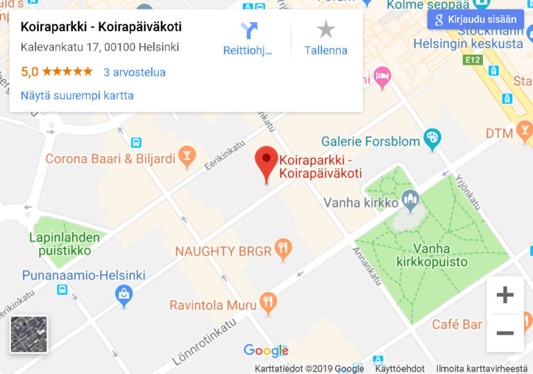 kalevankatu 17 kartta cage free dog daycare Helsinki for all dogs